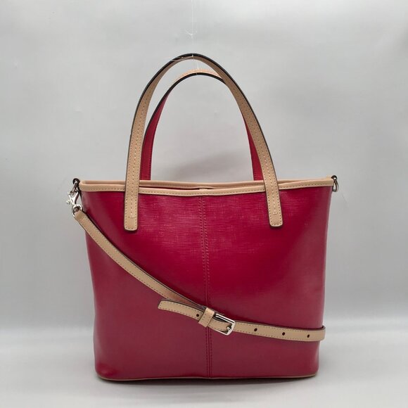 Coach Pink & Tan Leather Park Metro Convertible Tote F26731 - Picture 2 of 11